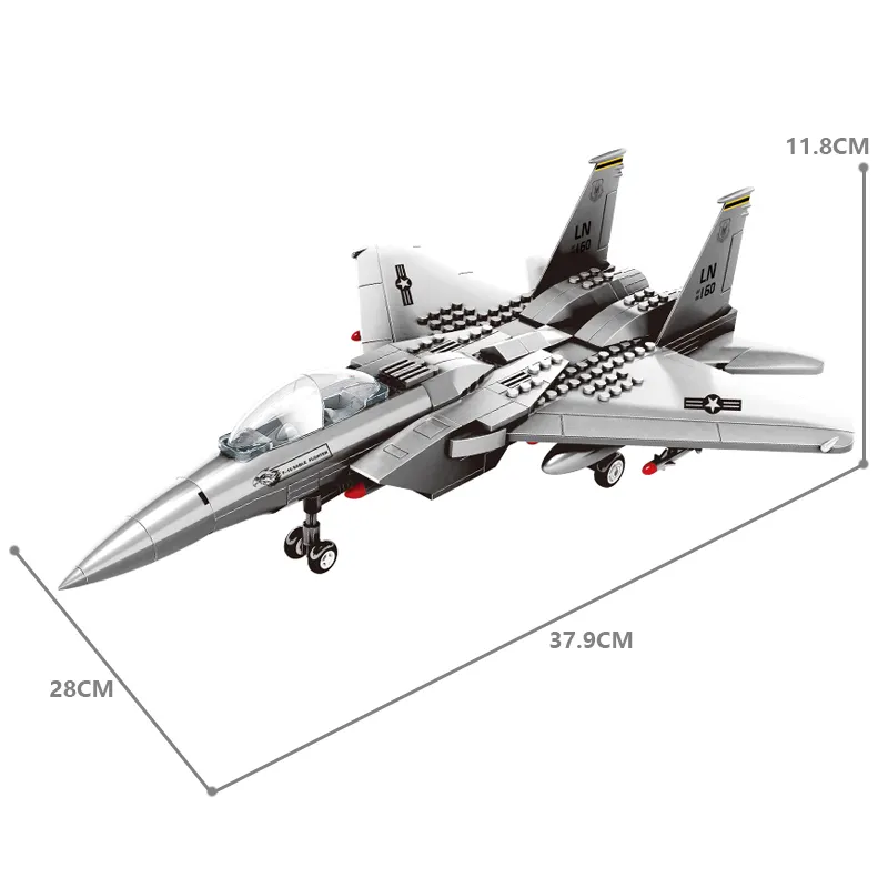 Fighter Jet Building Block Set – 227-Pcs F-15 Eagle Fighter Jet Building Toys Set – Building Block Plane Toy for Kids Older Than 10 and Adults – Compatible with All Building Bricks