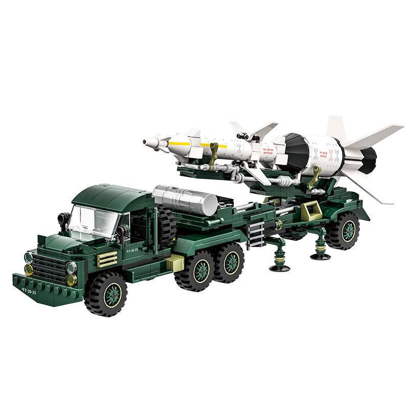 Tank Anti-aircraft Missile Transporter Building Blocks, 489-piece Military Crane Truck Tank Model, Compatible with Lego