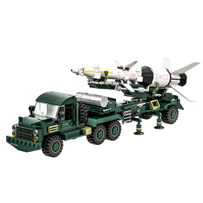 Tank Anti-aircraft Missile Transporter Building Blocks, 489-piece Military Crane Truck Tank Model, Compatible with Lego