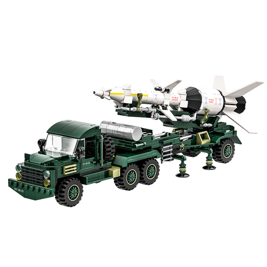 Tank Anti-aircraft Missile Transporter Building Blocks, 489-piece Military Crane Truck Tank Model, Compatible with Lego