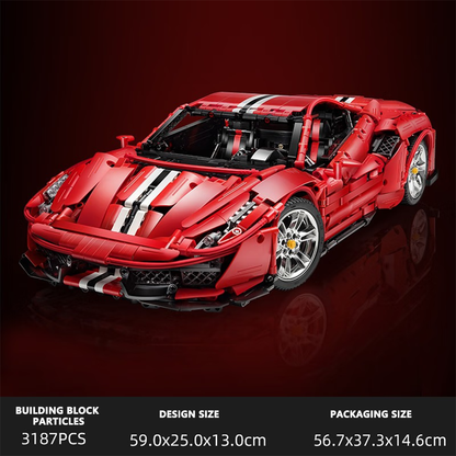 Double Eagle Apollo Apollo Building Block Car Carriage Racing Ferrari LE Assembly High-Toy Sports Car Ferrari 488 Sports Car 3187 particles