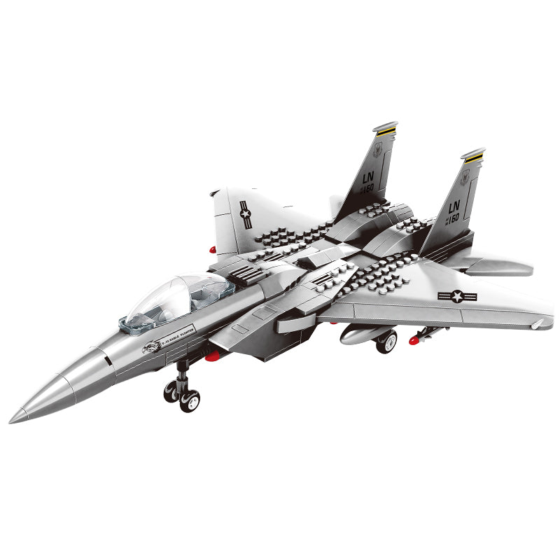 Fighter Jet Building Block Set – 227-Pcs F-15 Eagle Fighter Jet Building Toys Set – Building Block Plane Toy for Kids Older Than 10 and Adults – Compatible with All Building Bricks