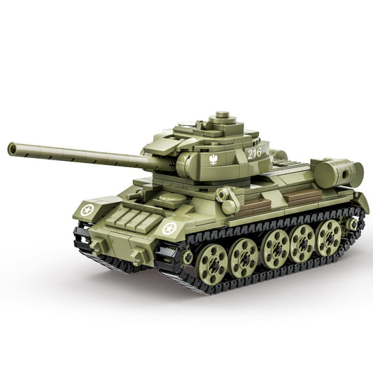 T-34-85 Medium Tank Army Building Blocks (604 Pieces), WWII Military History Collectible Model, Great as a Toy Gift for Kids and Adults.