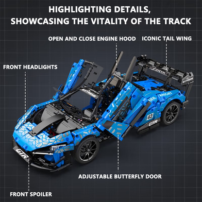 Double Eagle Apollo Sun God building block car assembling racing Ferrari LE Assembly high-toy sports car McLaren GTR-2088 particles